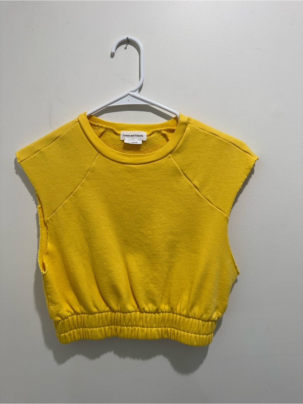 Lovers‎ + Friends Yellow Raw Edge Cropped Sweatshirt Top XS